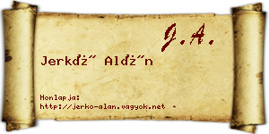 Jerkó Alán névjegykártya